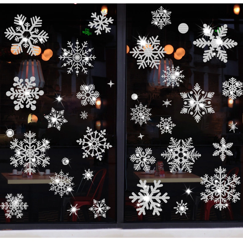 DIY Wall Christmas Decoration Gold Snowflake Glass Window Stickers