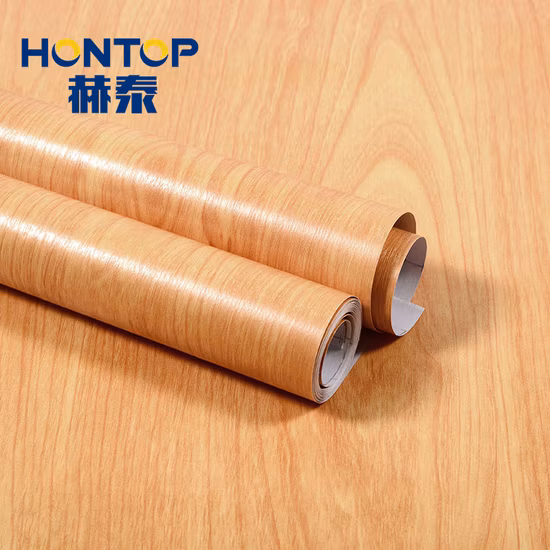 광택이 없는 표면 목제 곡물 비 자동 접착 실내 PVC에 의하여 박판으로 만들어지는 벽면 PVC 천장판 필름 장식적인 필름